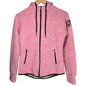Gym‎ + Coffee Pink Fleck Heathered Full Zip Hoodie Jacket Athleisure Women Small